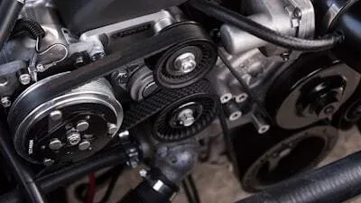 Engine timing belt and pulleys checked during a major service